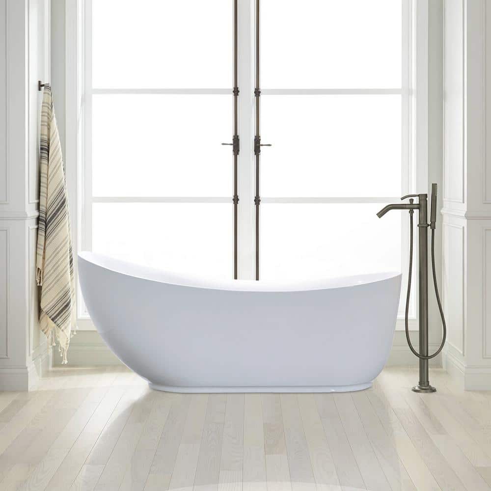 Vanity Art Belfort 71 in. Acrylic Flatbottom Freestanding Bathtub in White
