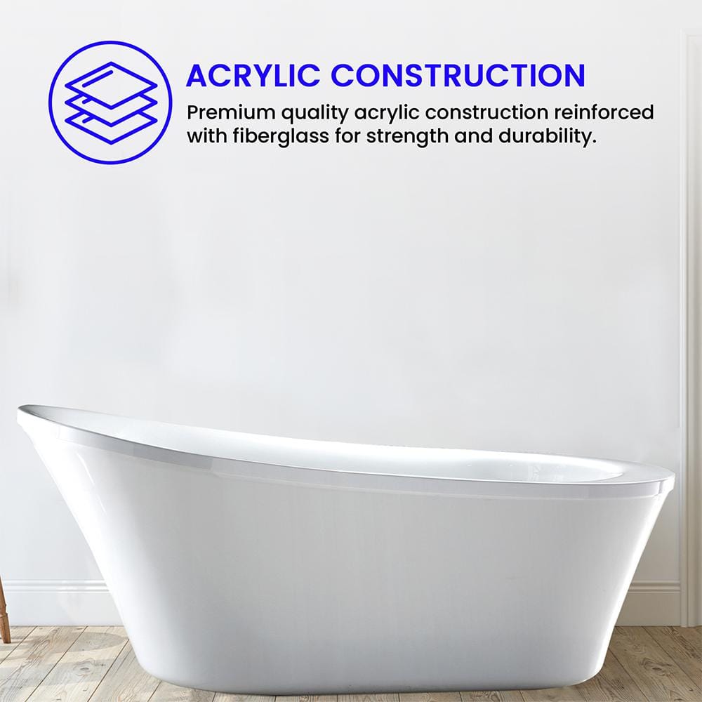Vanity Art Nimes 70 in. Acrylic Flatbottom Left Bathtub in White