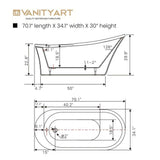 Vanity Art Nimes 70 in. Acrylic Flatbottom Left Bathtub in White
