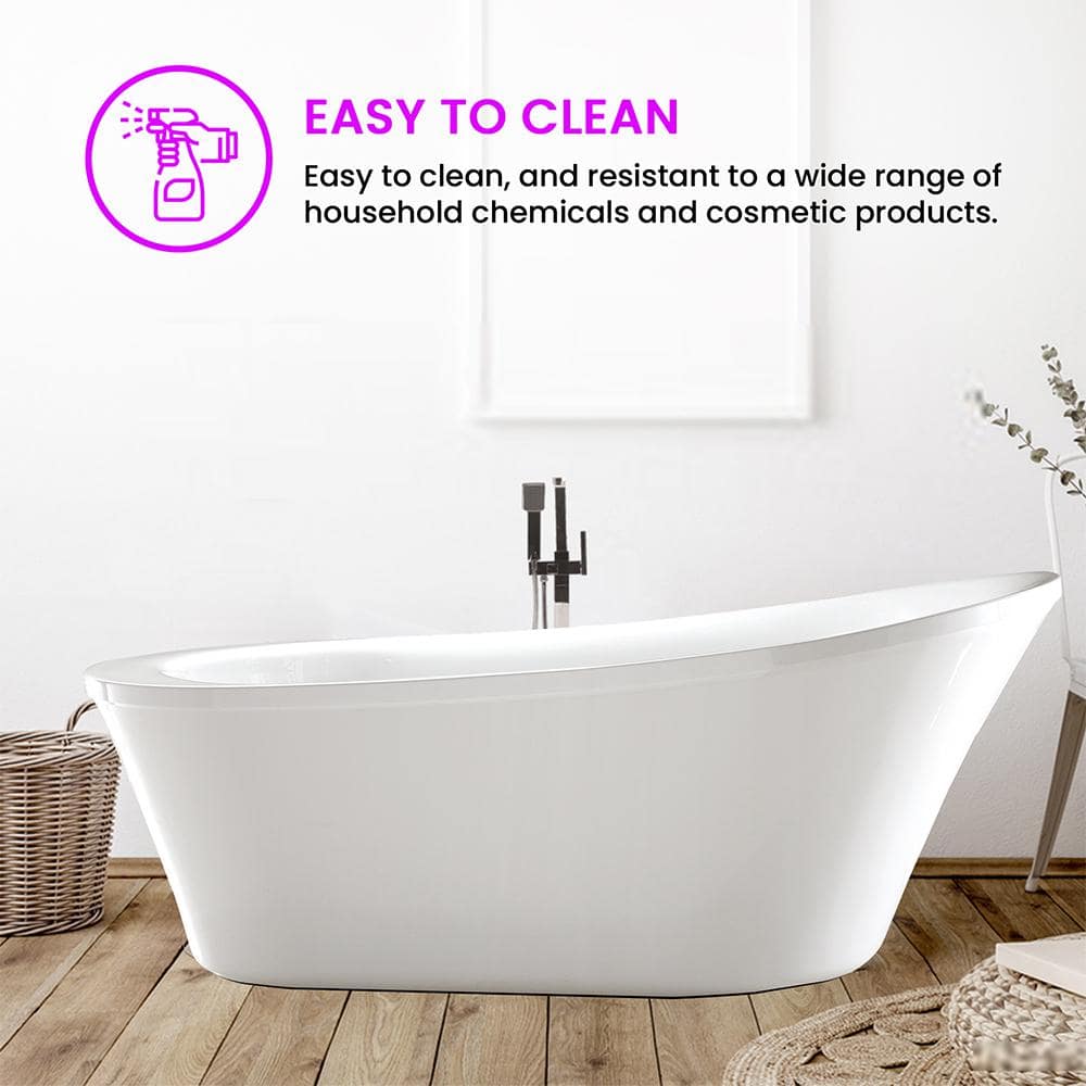 Vanity Art Nimes 70 in. Acrylic Flatbottom Left Bathtub in White