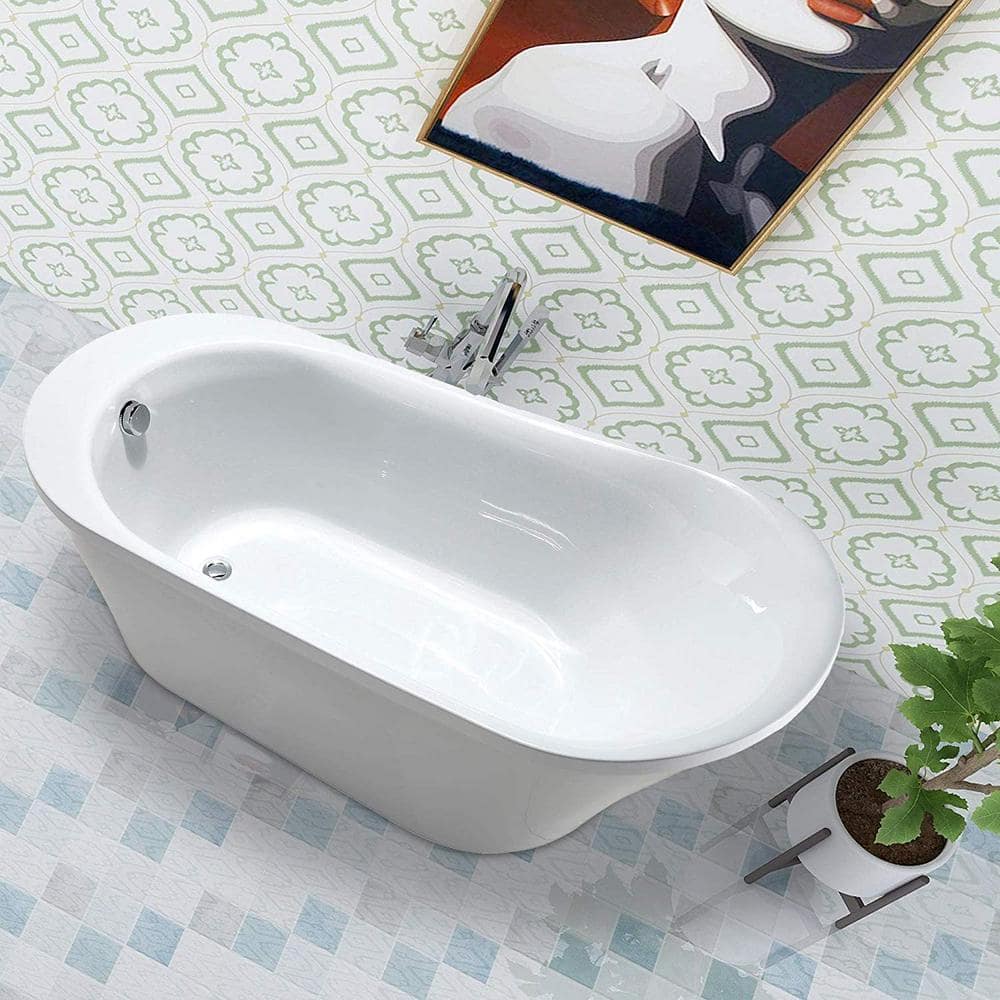 Vanity Art Nimes 70 in. Acrylic Flatbottom Left Bathtub in White