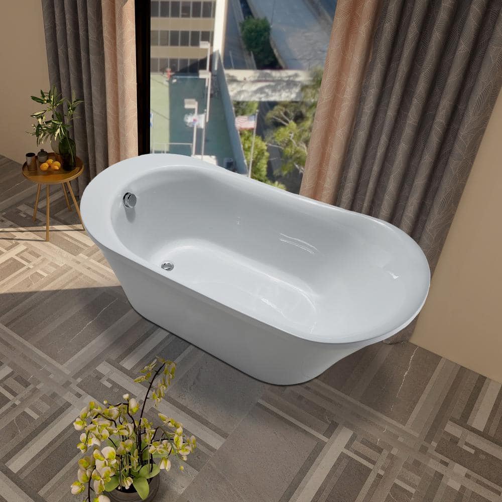 Vanity Art Nimes 70 in. Acrylic Flatbottom Left Bathtub in White