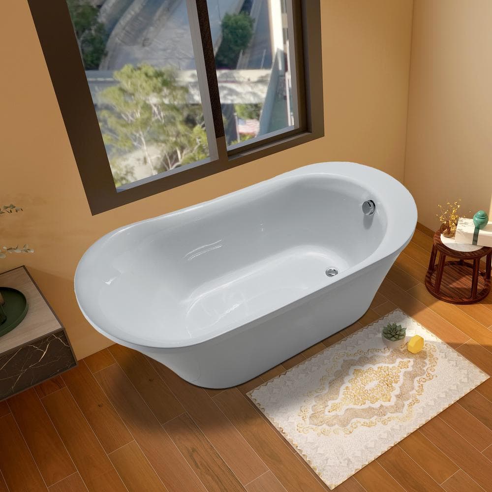 Vanity Art Nimes 70 in. Acrylic Flatbottom Left Bathtub in White