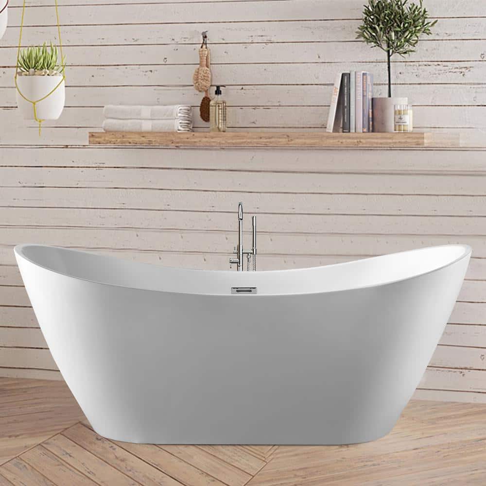 Vanity Art Reims 71 in. Acrylic Flatbottom Center Bathtub in White