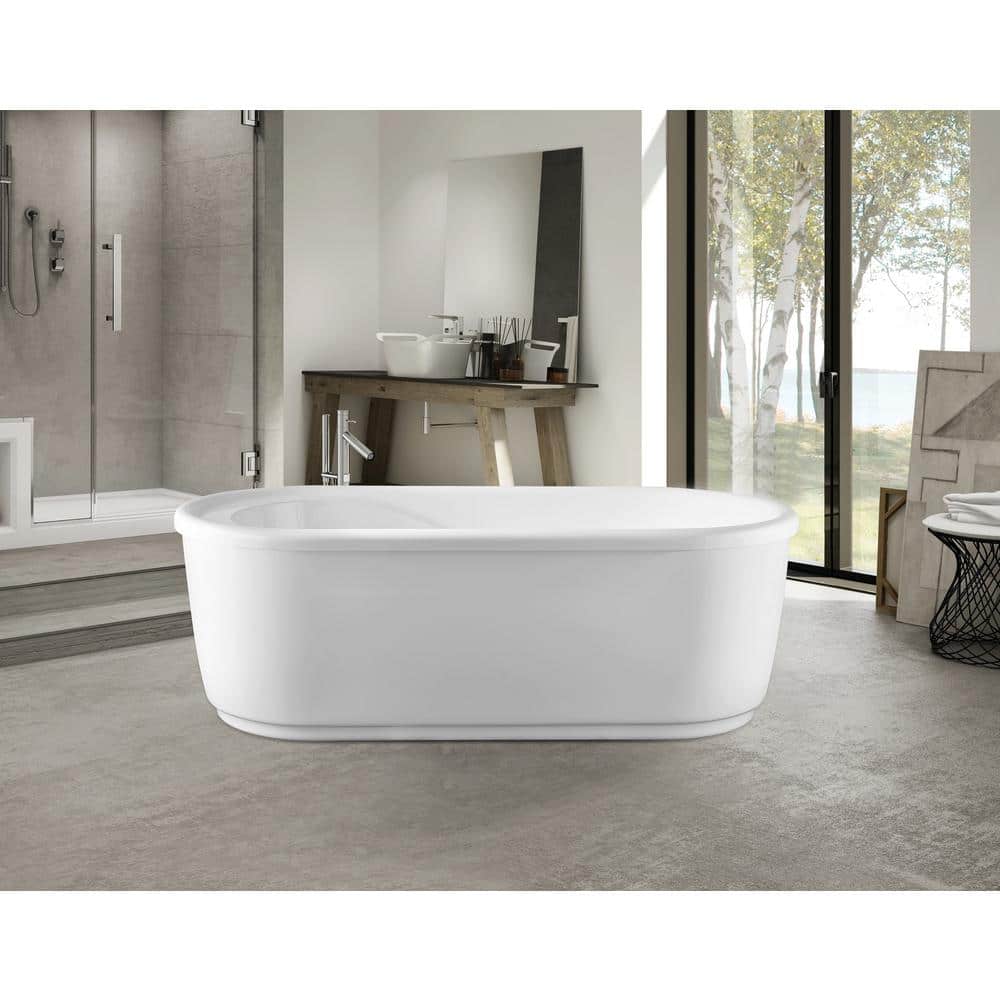 Vanity Art Ajaccio 59 in. Acrylic Flatbottom Bathtub in White
