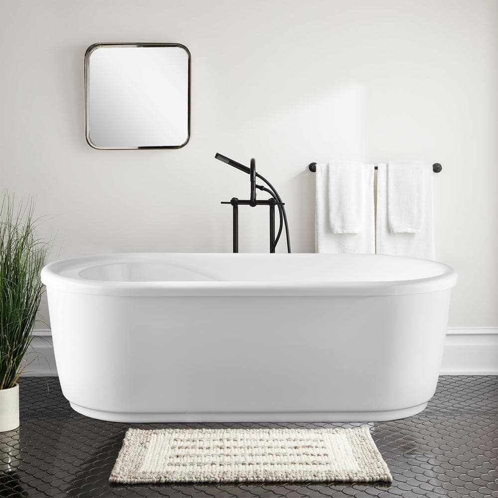 Vanity Art Ajaccio 59 in. Acrylic Flatbottom Bathtub in White