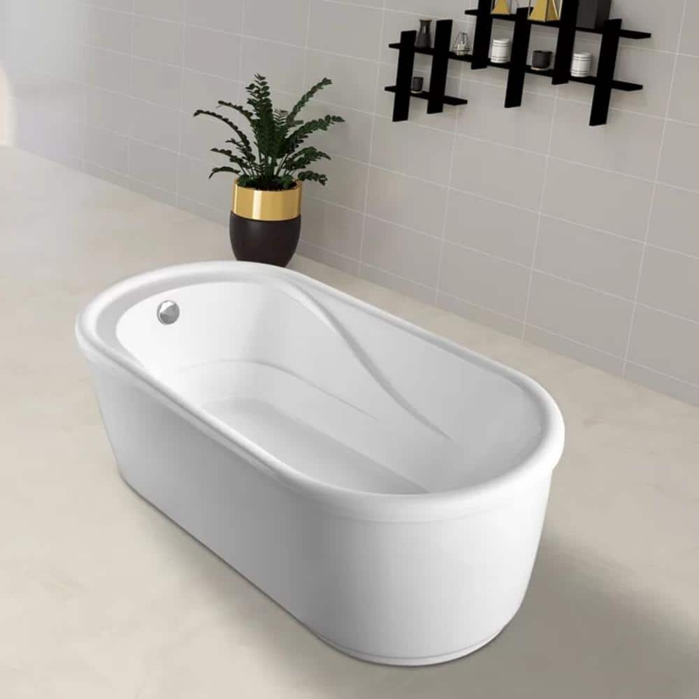 Vanity Art Ajaccio 59 in. Acrylic Flatbottom Bathtub in White