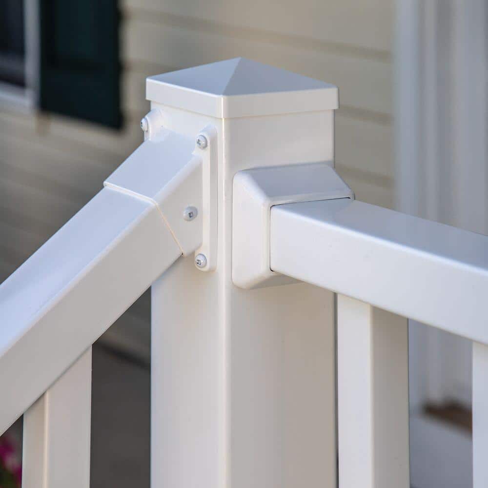 Veranda 4 in. x 4 in. White Pyramid Post Cap with Glue