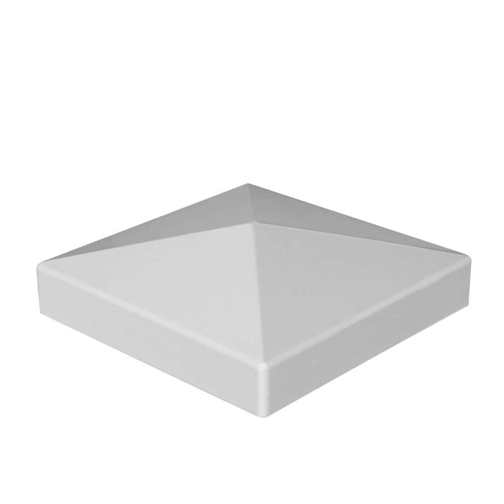 Veranda 5 in. x 5 in. (4.75 x 4.75 Post Size) White Vinyl Pyramid Fence Post Top