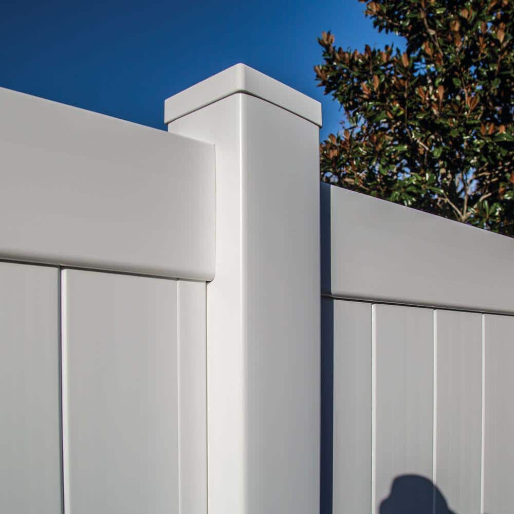 Veranda 5 in. x 5 in. (4.75 x 4.75 Post Size) White Vinyl Pyramid Fence Post Top