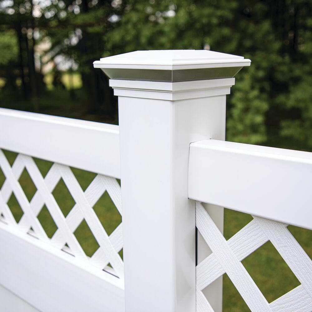 Veranda 4 in. x 4 in. White Vinyl Solar Post Cap