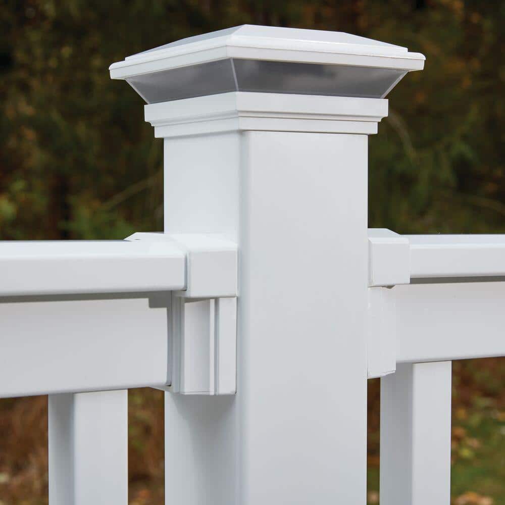 Veranda 4 in. x 4 in. White Vinyl Solar Post Cap