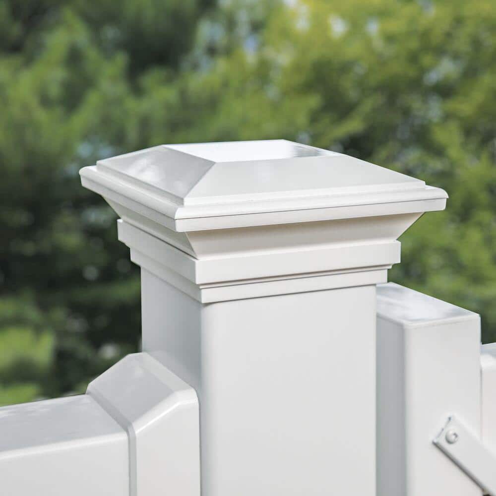 Veranda 4 in. x 4 in. White Contemporary Post Cap with Glue