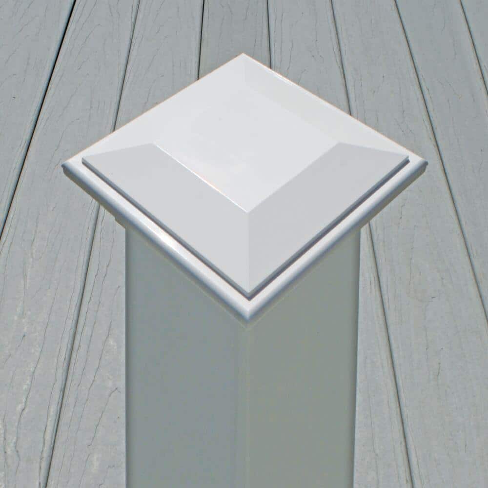 Veranda 4 in. x 4 in. White Contemporary Post Cap with Glue