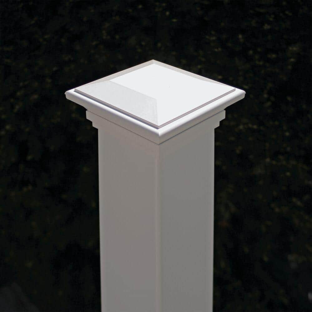 Veranda 4 in. x 4 in. White Contemporary Post Cap with Glue