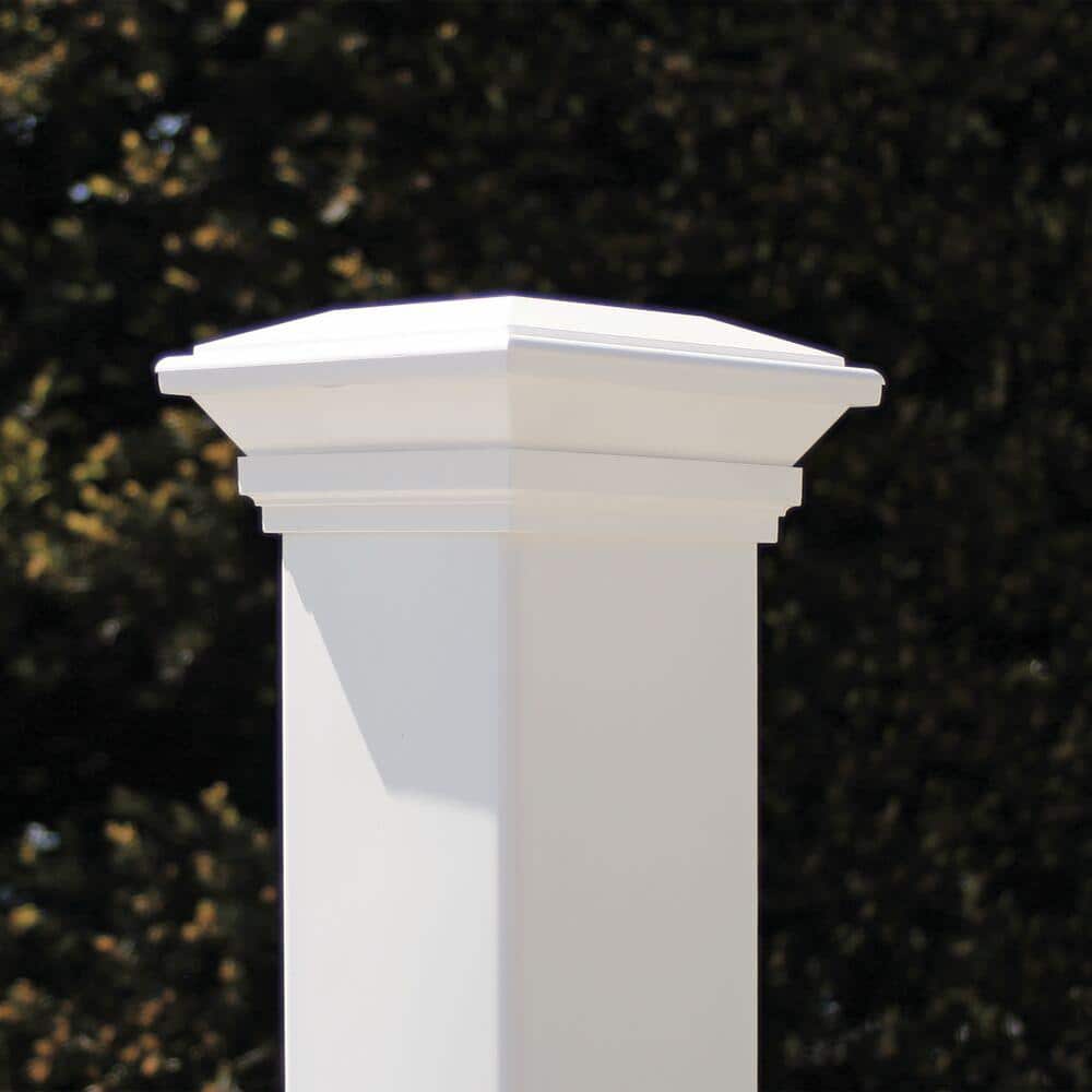 Veranda 4 in. x 4 in. White Contemporary Post Cap with Glue