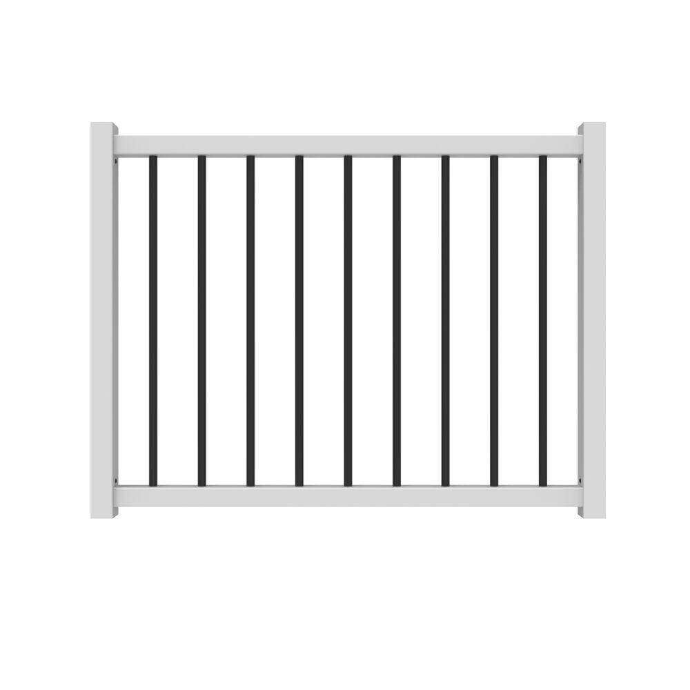 Veranda 36 in. to 48 in. Traditional White Poly-Composite Rail Gate Kit with Metal Balusters
