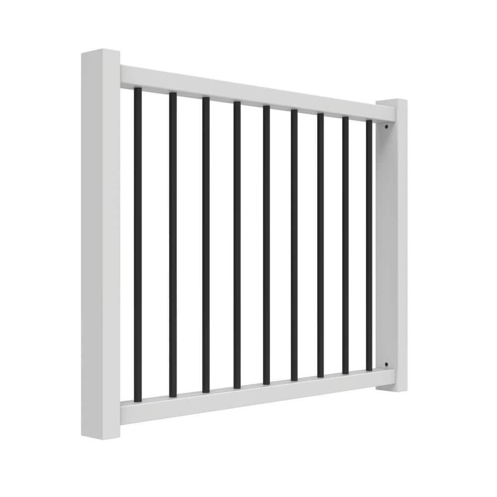 Veranda 36 in. to 48 in. Traditional White Poly-Composite Rail Gate Kit with Metal Balusters