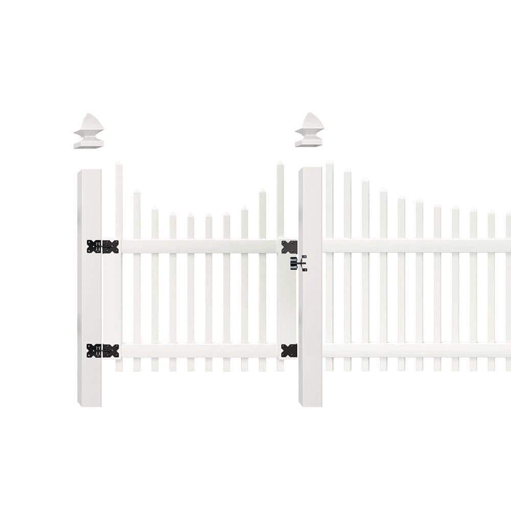Veranda 4 ft. White Vinyl Chatham Scalloped Top Picket Fence Gate