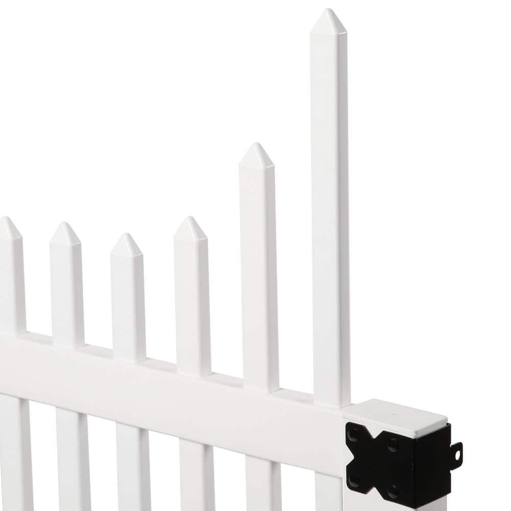 Veranda 4 ft. White Vinyl Chatham Scalloped Top Picket Fence Gate