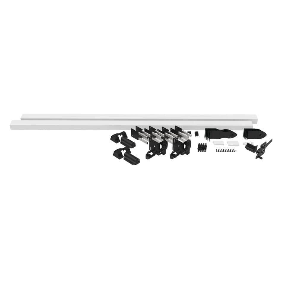 Veranda 4 ft. x 6 ft. Vinyl Framed Fence Gate Kit with White & Black Hardware