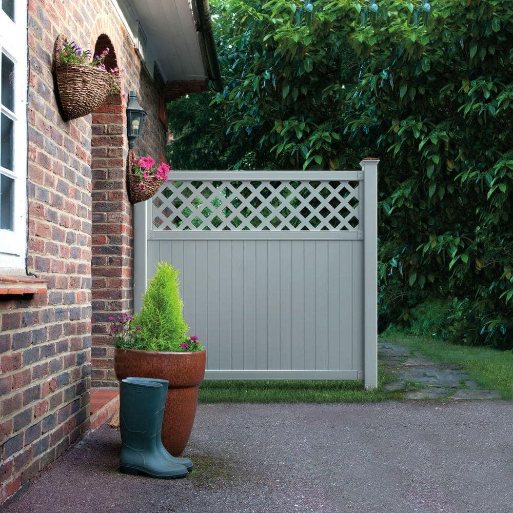 Veranda Lewiston 6 ft. x 6 ft. White Vinyl Lattice Top Fence Panel