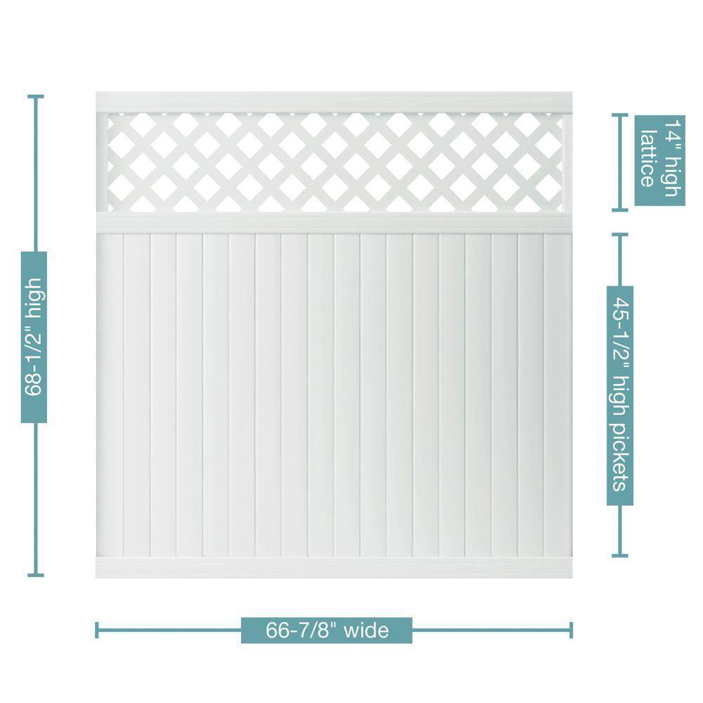 Veranda Lewiston 6 ft. x 6 ft. White Vinyl Lattice Top Fence Panel