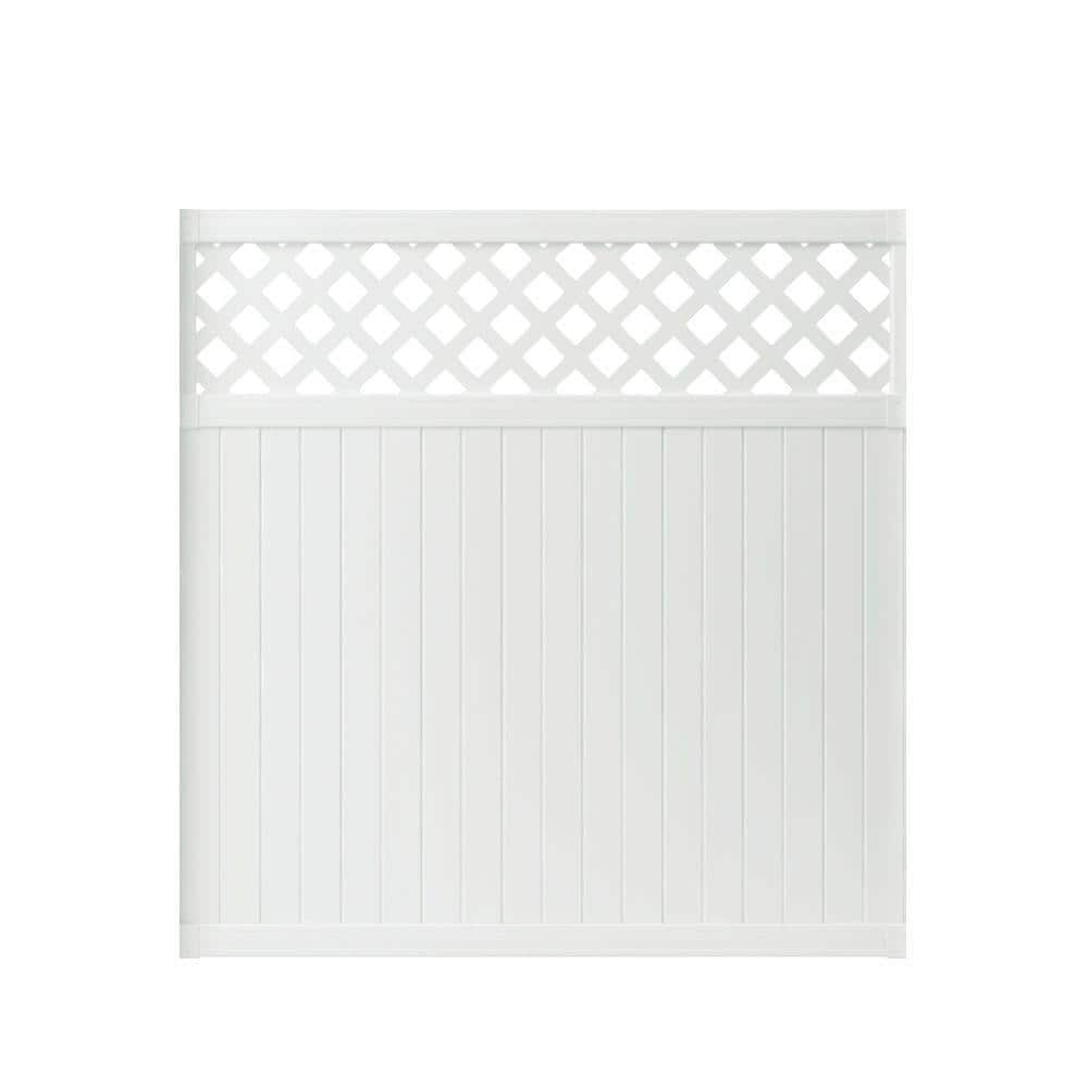 Veranda Lewiston 6 ft. x 6 ft. White Vinyl Lattice Top Fence Panel