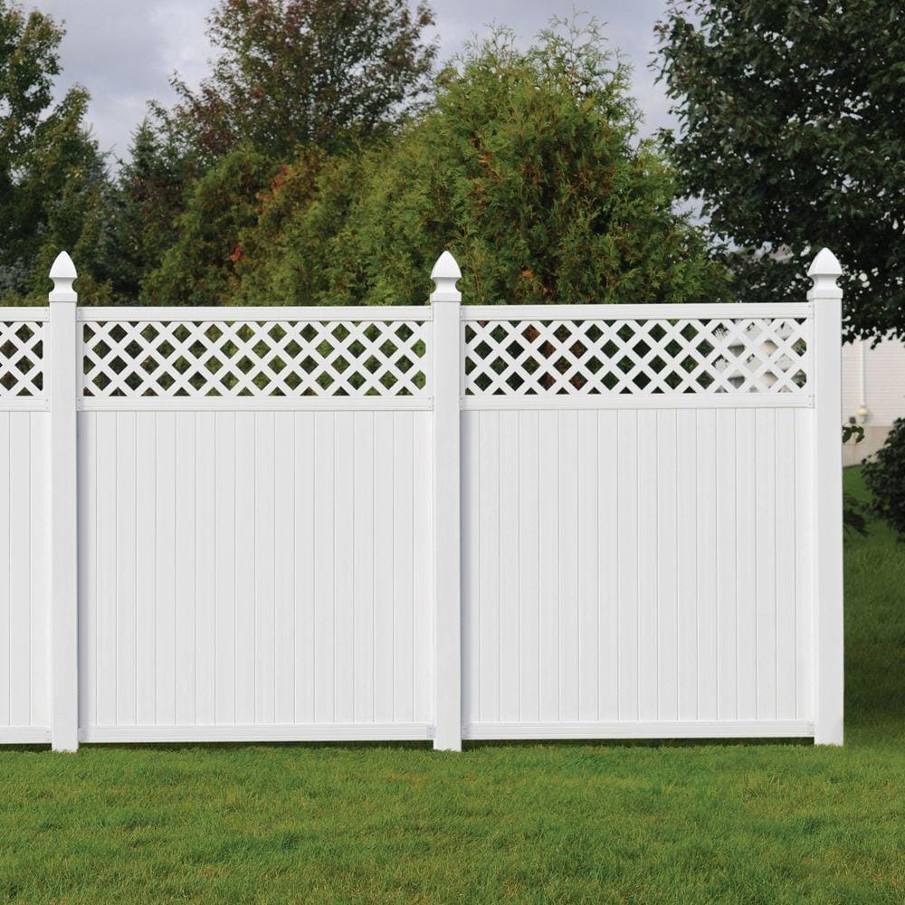 Veranda Lewiston 6 ft. x 6 ft. White Vinyl Lattice Top Fence Panel