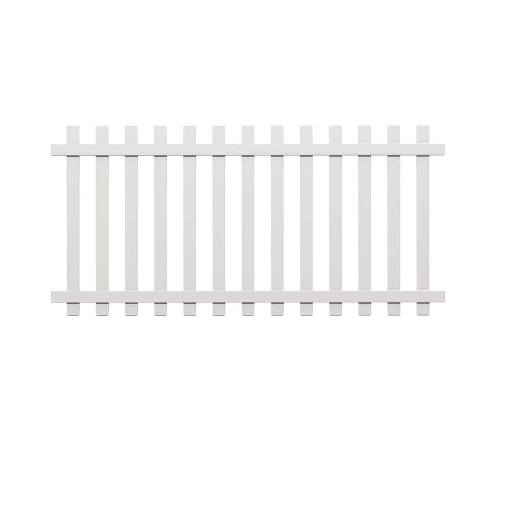 Veranda Glendale 4 ft. H x 8 ft. W White Vinyl Spaced Picket Fence Panel with Pointed Pickets