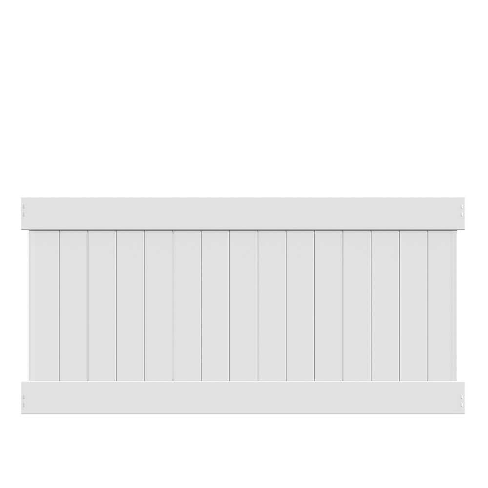 Veranda Linden 4 ft. H x 8 ft. W White Vinyl Privacy Fence Panel (Unassembled)