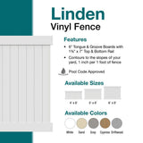 Veranda Linden 5 ft. H x 8 ft. W White Vinyl Unassembled Fence Panel
