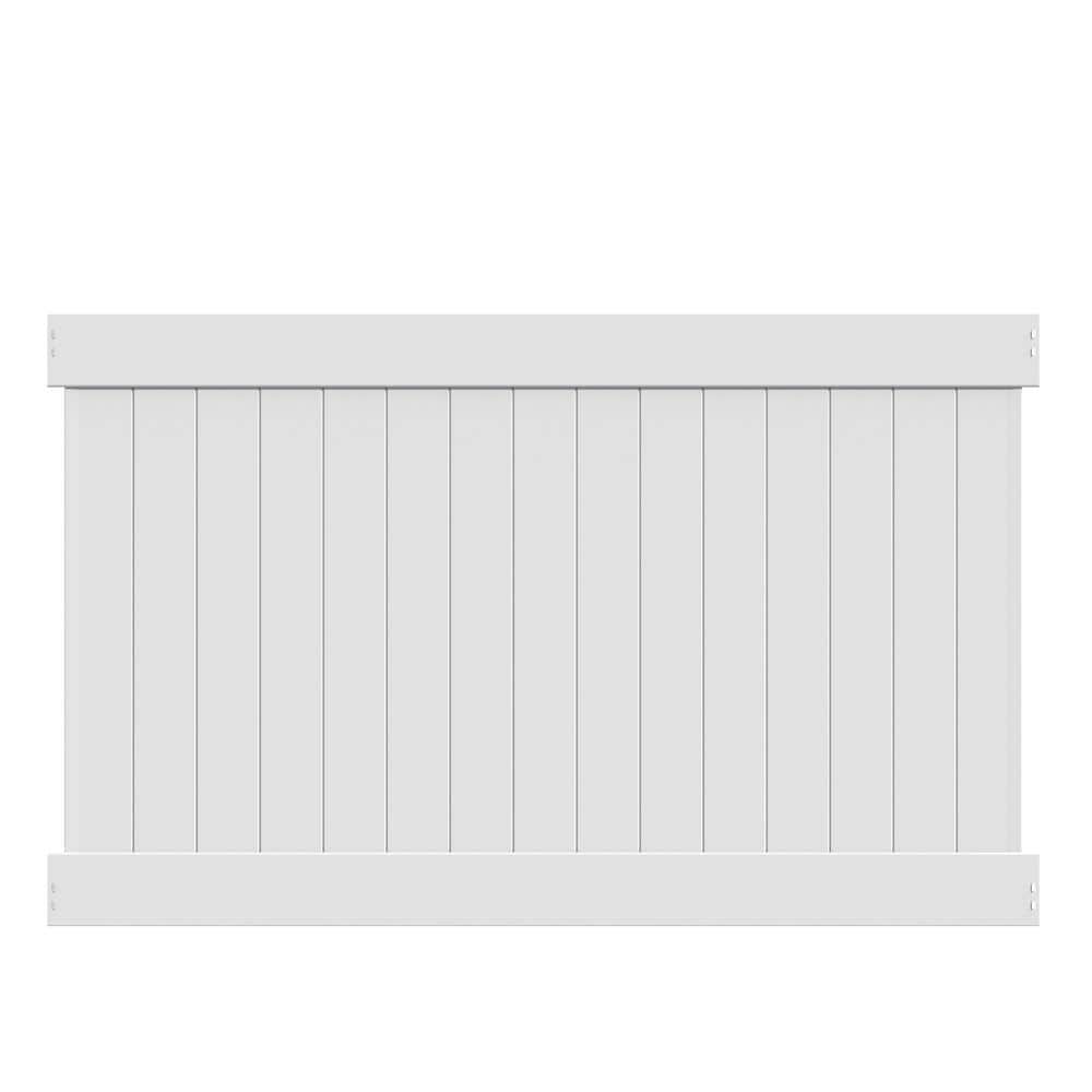 Veranda Linden 5 ft. H x 8 ft. W White Vinyl Unassembled Fence Panel