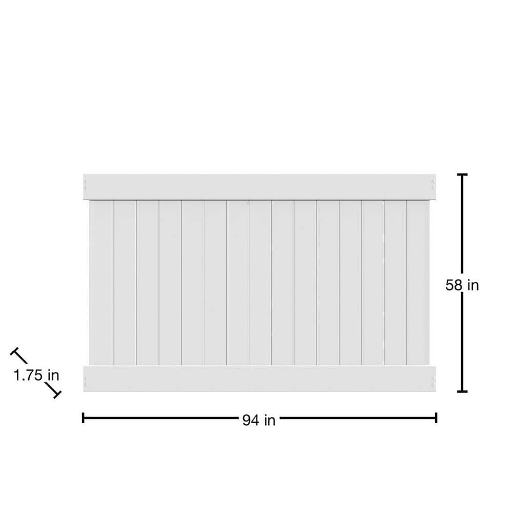 Veranda Linden 5 ft. H x 8 ft. W White Vinyl Unassembled Fence Panel
