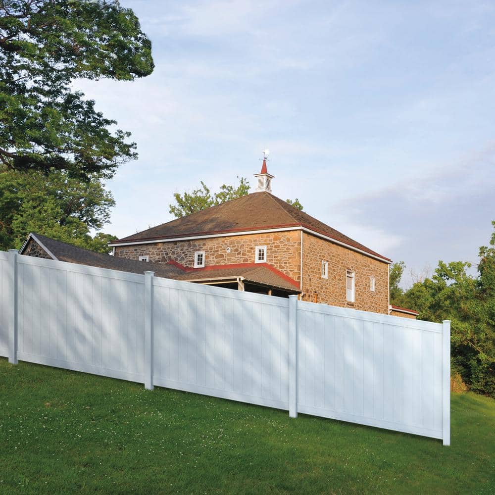 Veranda Pro Series 5x5x8 White Vinyl Woodbridge Routed End Fence Post