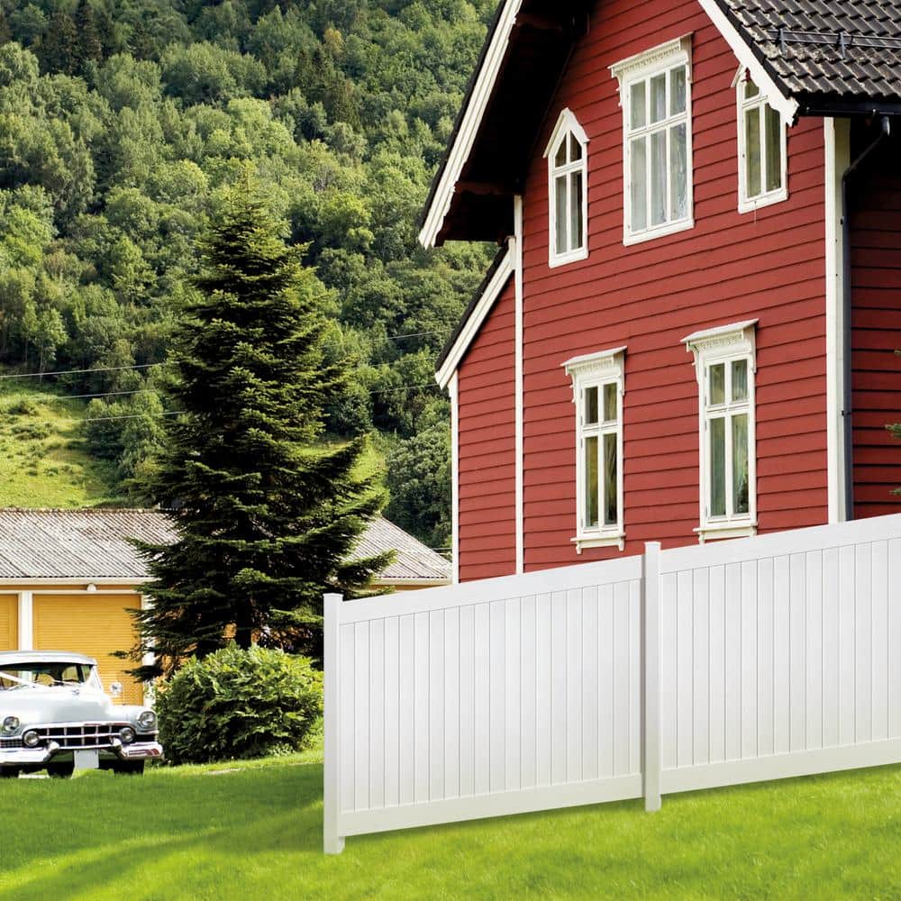 Veranda 5 in. x 5 in. x 8 ft. White Vinyl Routed Fence End/Gate Post