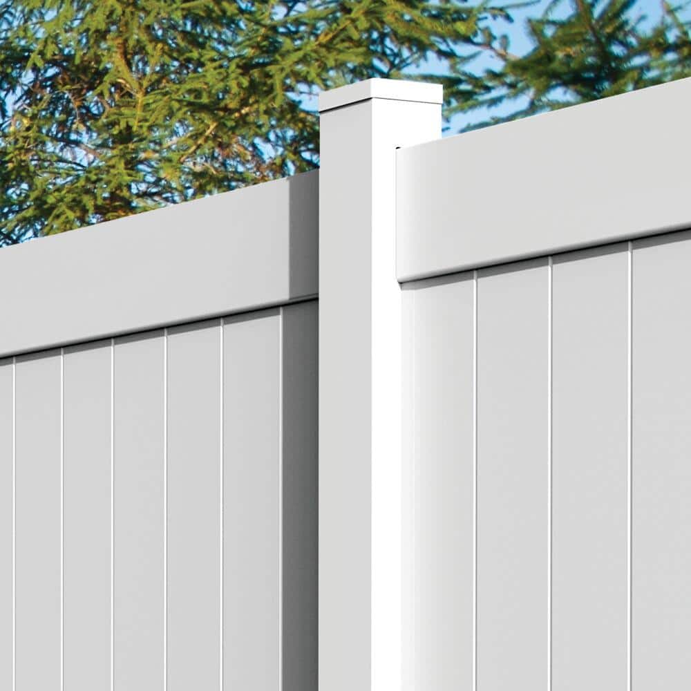 Veranda Linden 8 ft. White Vinyl Routed Fence Line Post