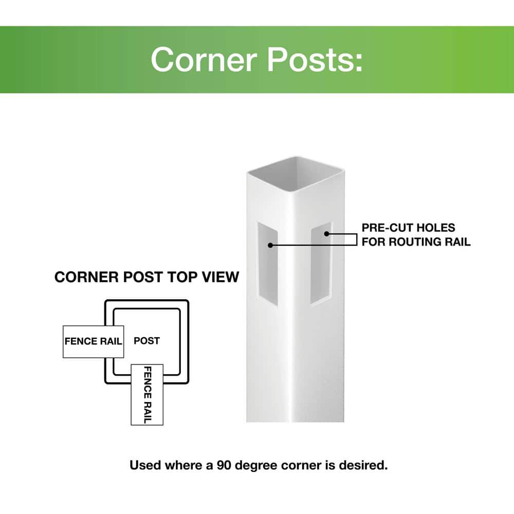Veranda Linden 5x5x8 White Vinyl Routed Fence Corner Post