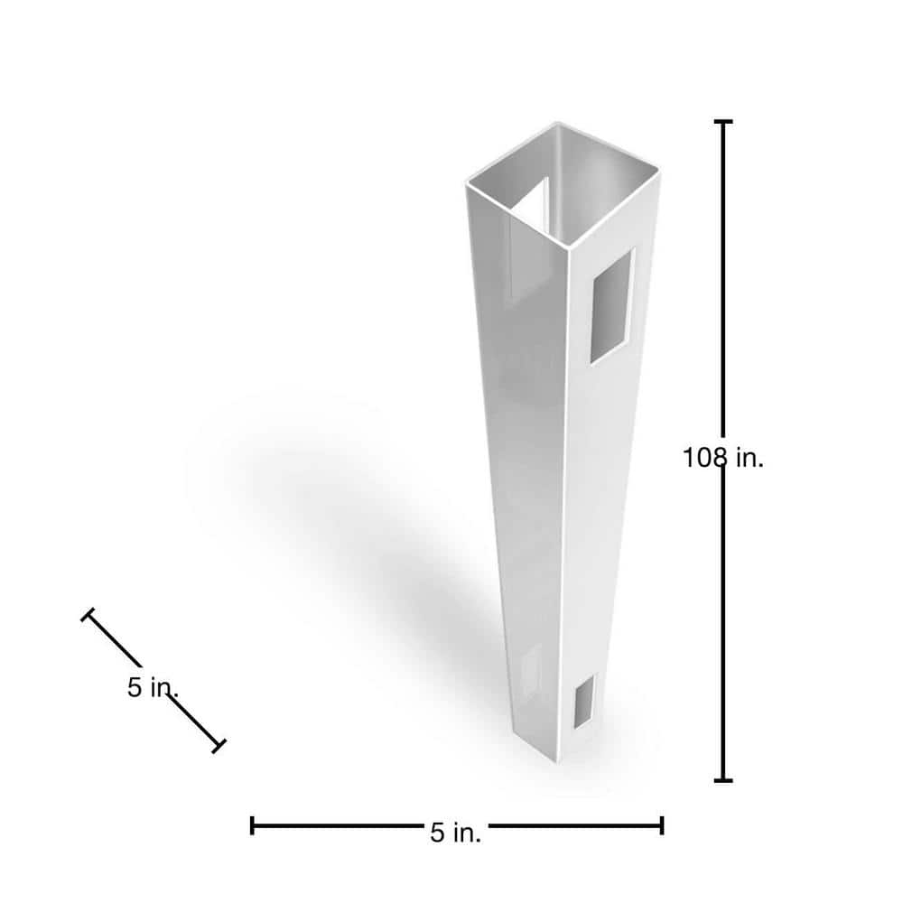 Veranda 5 in. x 5 in. x 9 ft. White Vinyl Pro Fence Line Post