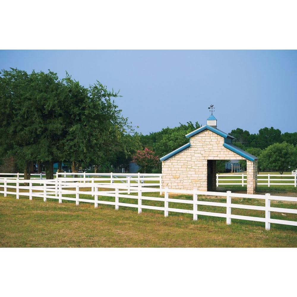 Veranda 5 in. x 5 in. x 7 ft. Vinyl White Ranch 3-Rail Line Post