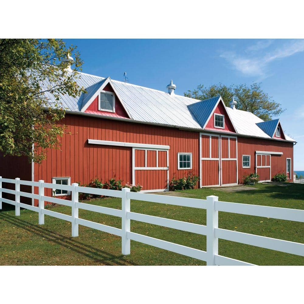Veranda 5 in. x 5 in. x 7 ft. Vinyl White Ranch 3-Rail Line Post