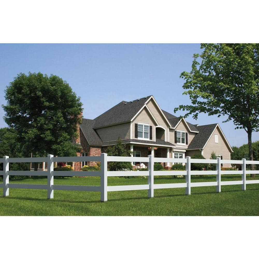 Veranda 5 in. x 5 in. x 7 ft. Vinyl White Ranch 3-Rail Line Post
