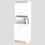inval america LLC Galley Ready to Assemble 23.6 in. W x 16.9 in. D x 67 in. H Microwave Storage Utility Cabinet in White and Vienes Oak