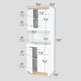 inval america LLC Galley Ready to Assemble 23.6 in. W x 16.9 in. D x 67 in. H Microwave Storage Utility Cabinet in White and Vienes Oak