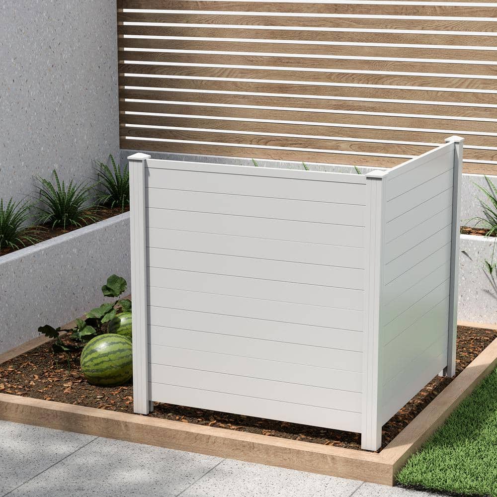 HONEY JOY 4.08 ft. x 4.04 ft. White PVC Outdoor Privacy Fence Panel