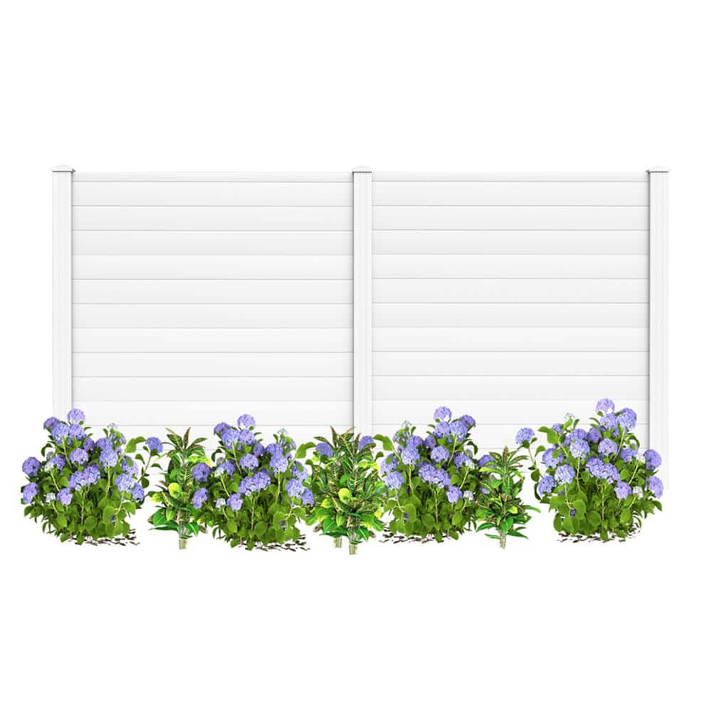 HONEY JOY 4.08 ft. x 4.04 ft. White PVC Outdoor Privacy Fence Panel