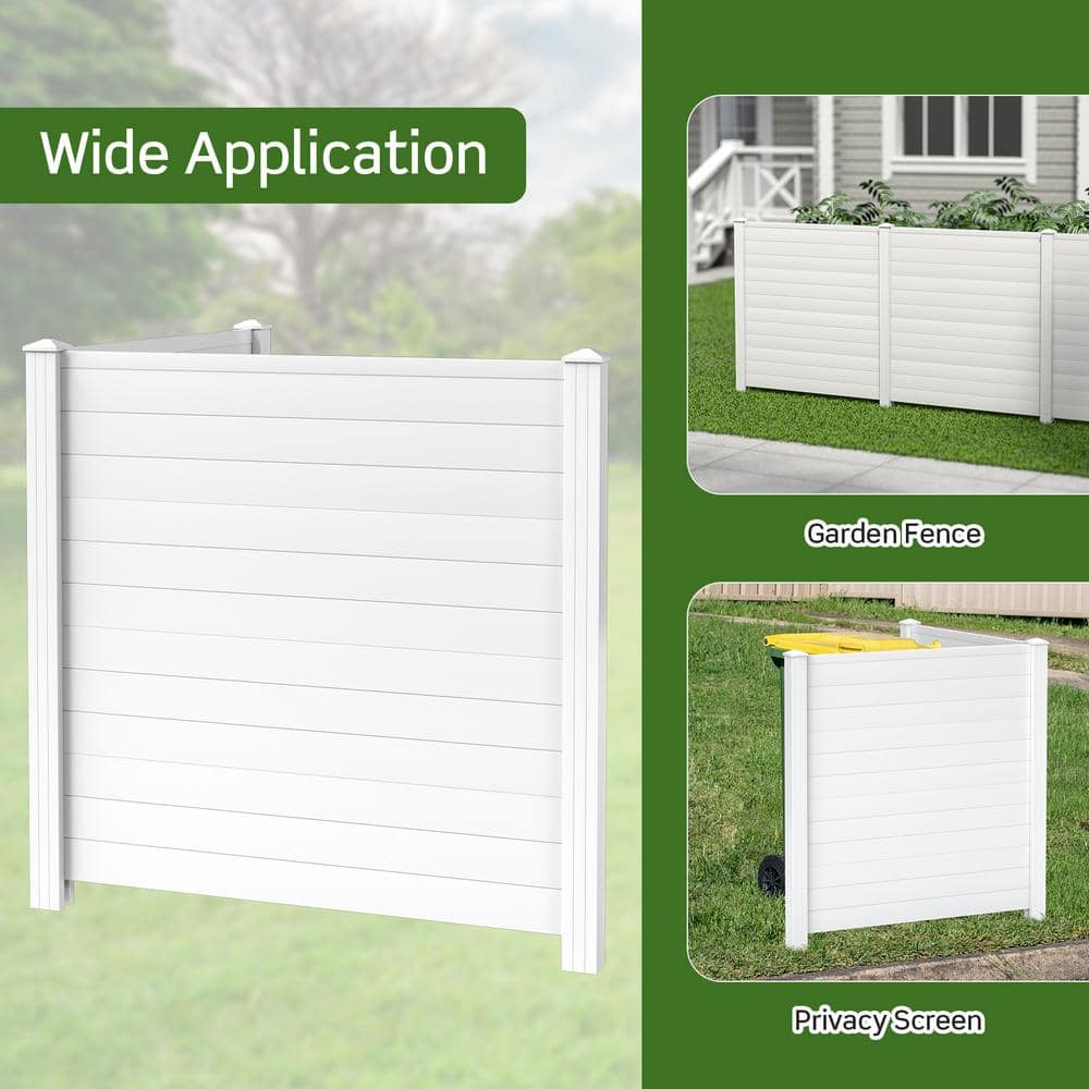 HONEY JOY 4.08 ft. x 4.04 ft. White PVC Outdoor Privacy Fence Panel