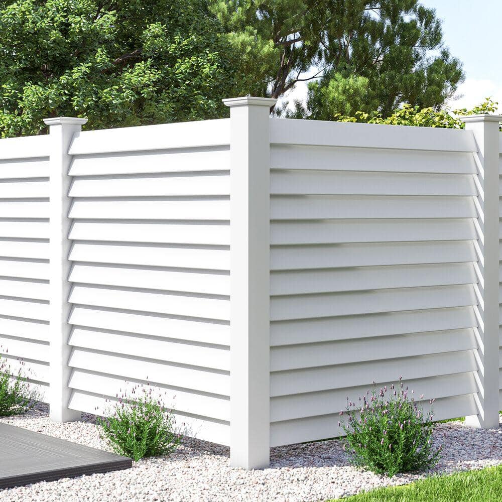 Barrette Outdoor Living Louvered 6x6x102 White Vinyl Fence Post