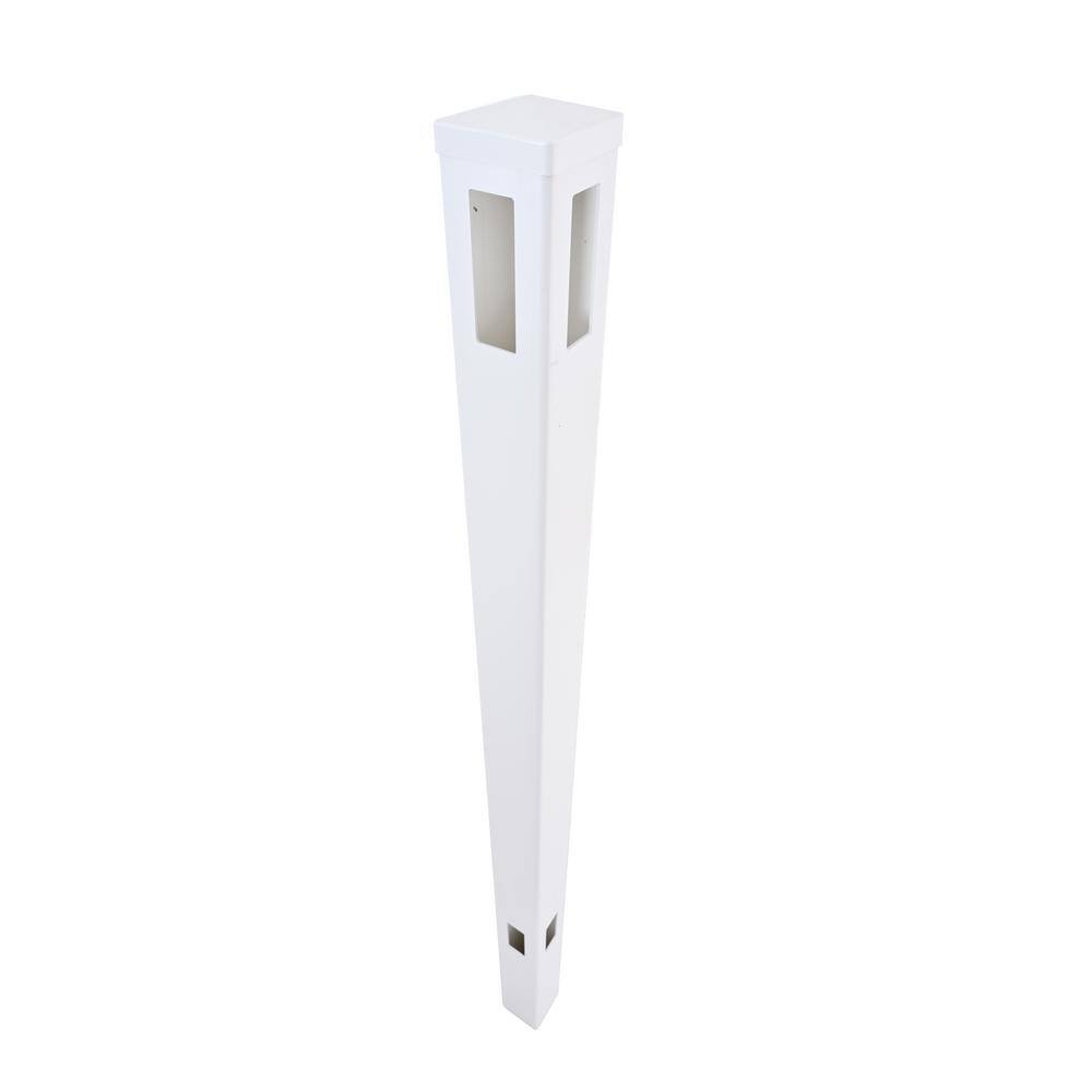 cadeninc 5 in. x 8 ft. White Vinyl Routed Fence Corner Post Set, Caps Included