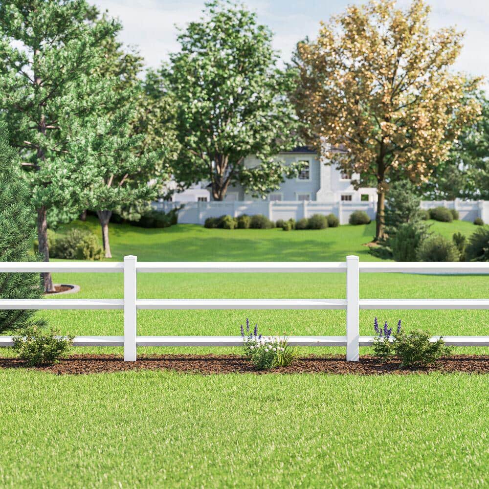 Veranda 1-1/2 in. x 5-1/2 in. x 8 ft. Tan Vinyl Ranch Fence Rail